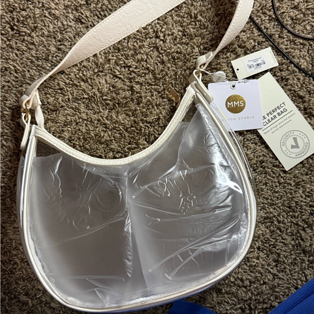 MMS Design Studio Transparent Shoulder Bag with Cream Accents
